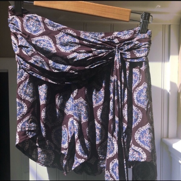 Free People Sarong Print Shorts w Sash - Picture 3 of 6